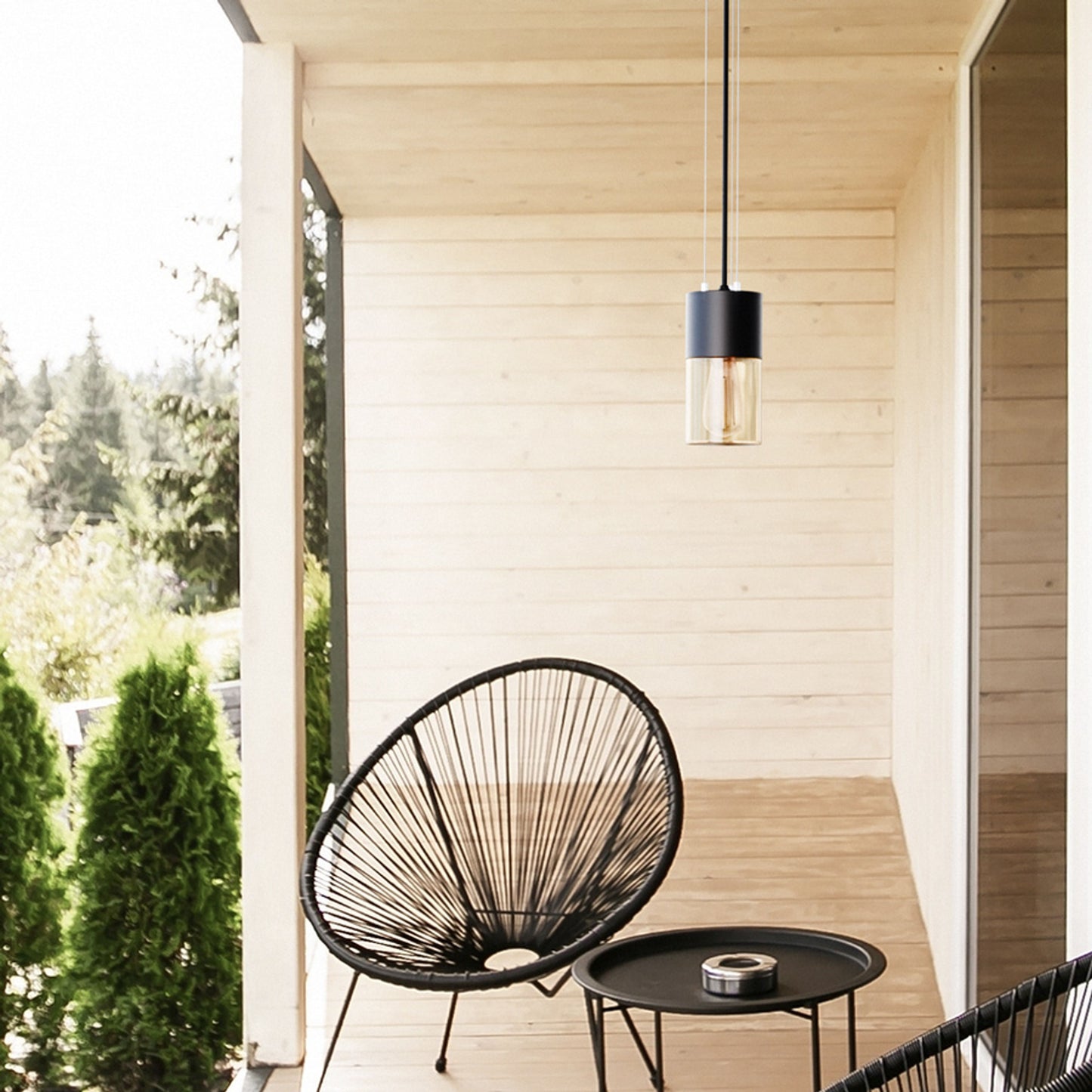 RENDL outdoor lamp QUINN pendant black amber-colored glass 230V LED E27 11W IP54 R14130 3