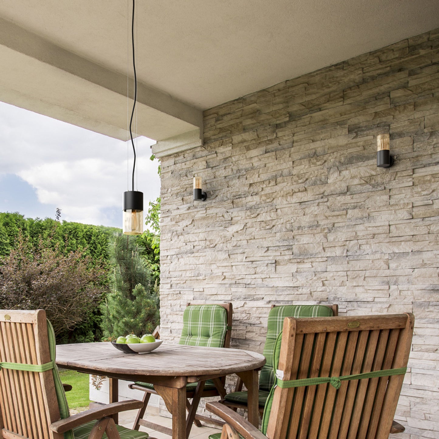 RENDL outdoor lamp QUINN pendant black amber-colored glass 230V LED E27 11W IP54 R14130 5