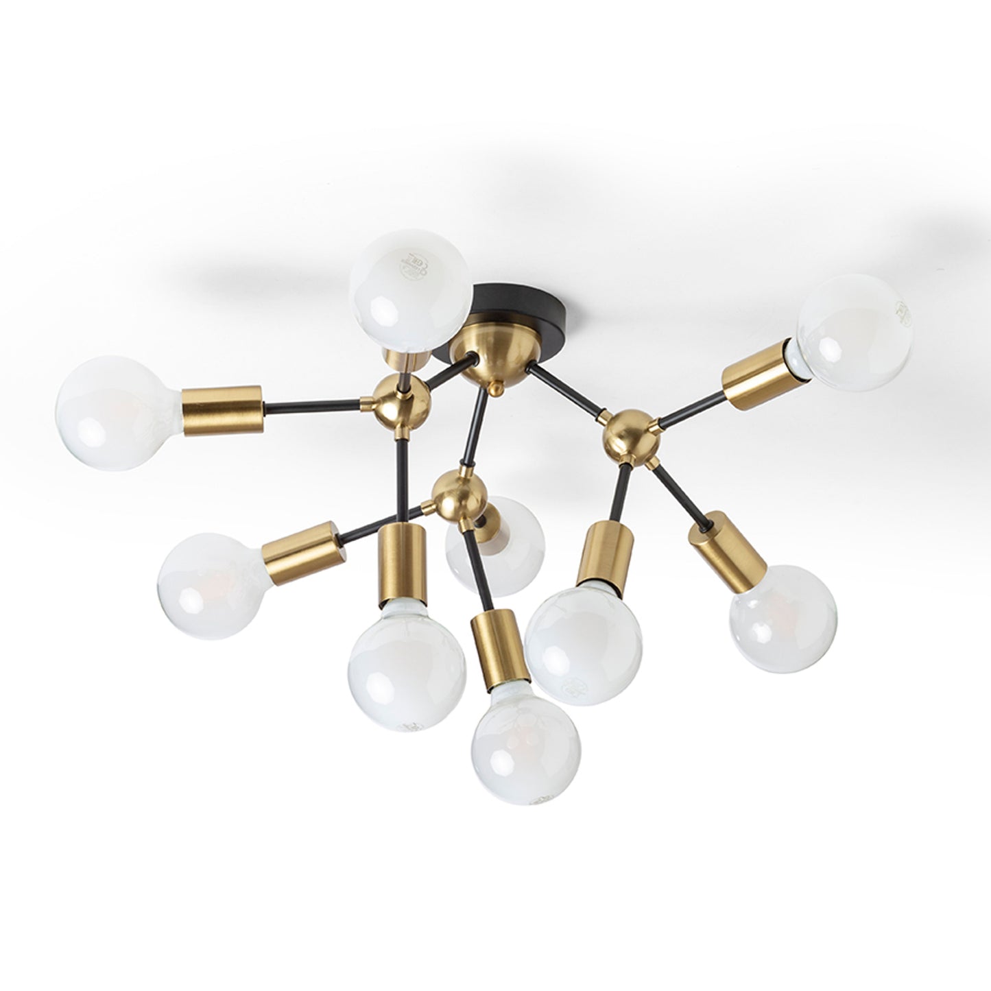 RENDL surface mounted lamp ARTEMIA 9 ceiling black brushed brass 230V LED E27 9x15W R14397 1