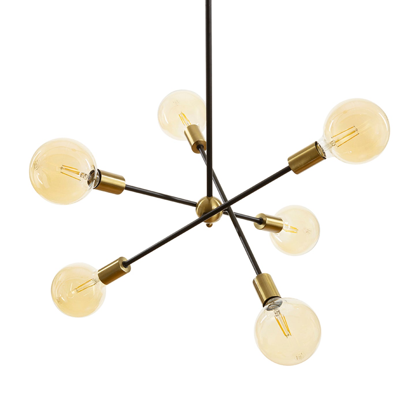RENDL pendant lamp ARTEMIA 6 on a pole black brushed brass 230V LED E27 6x15W R14398 11
