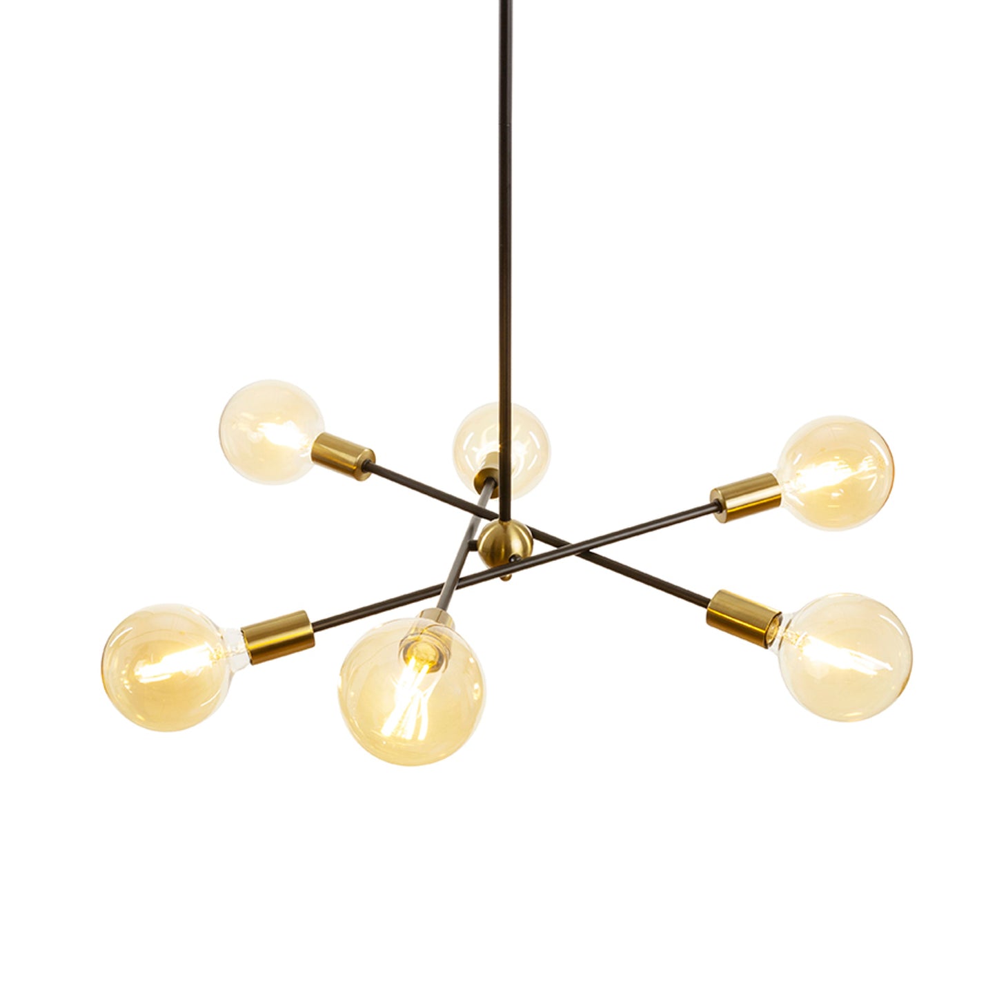 RENDL pendant lamp ARTEMIA 6 on a pole black brushed brass 230V LED E27 6x15W R14398 6