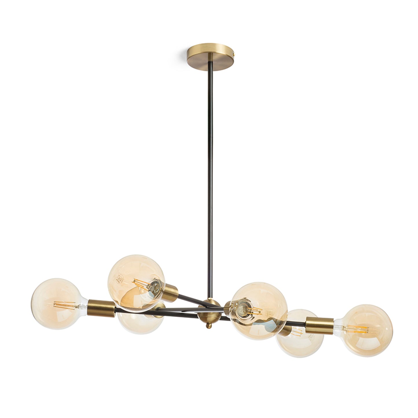 RENDL pendant lamp ARTEMIA 6 on a pole black brushed brass 230V LED E27 6x15W R14398 8