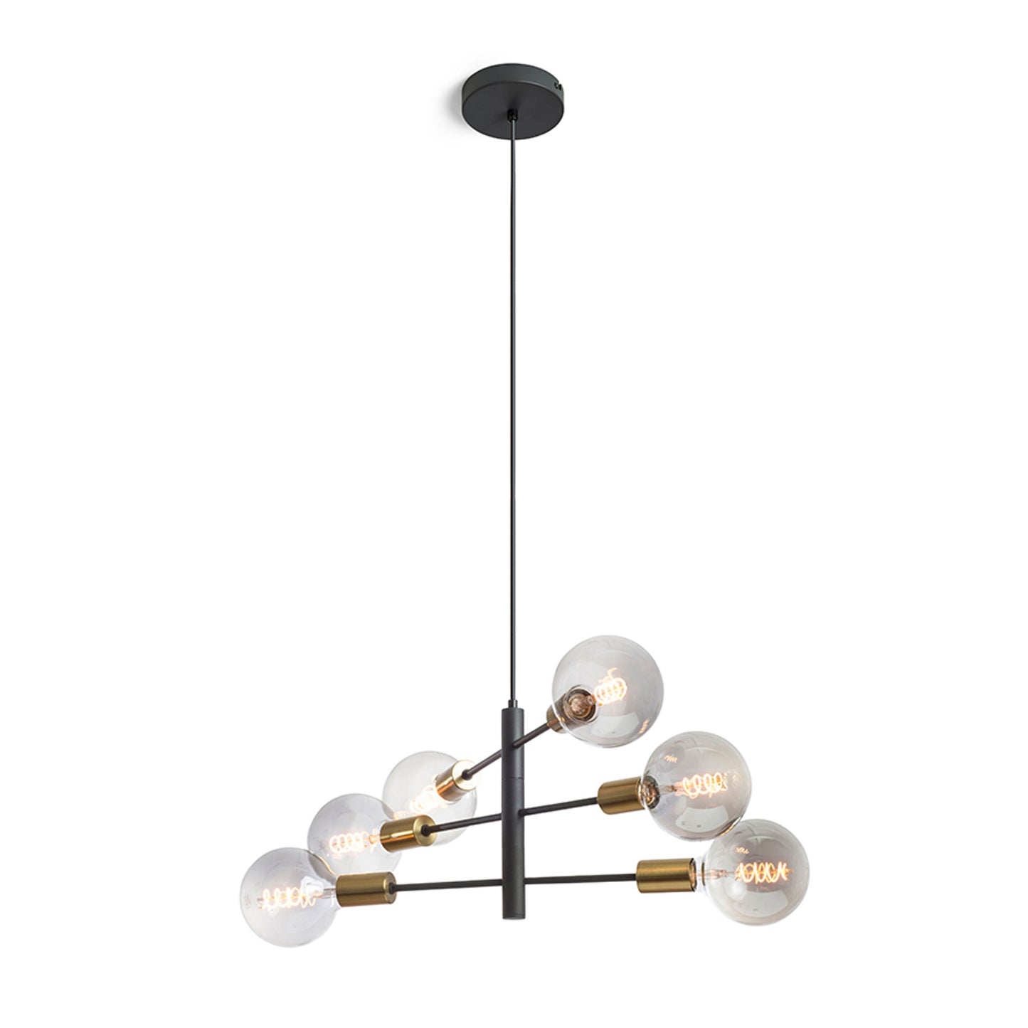 RENDL pendant lamp ARTEMIA 6 pendant black brushed brass 230V LED E27 6x15W R14399 1