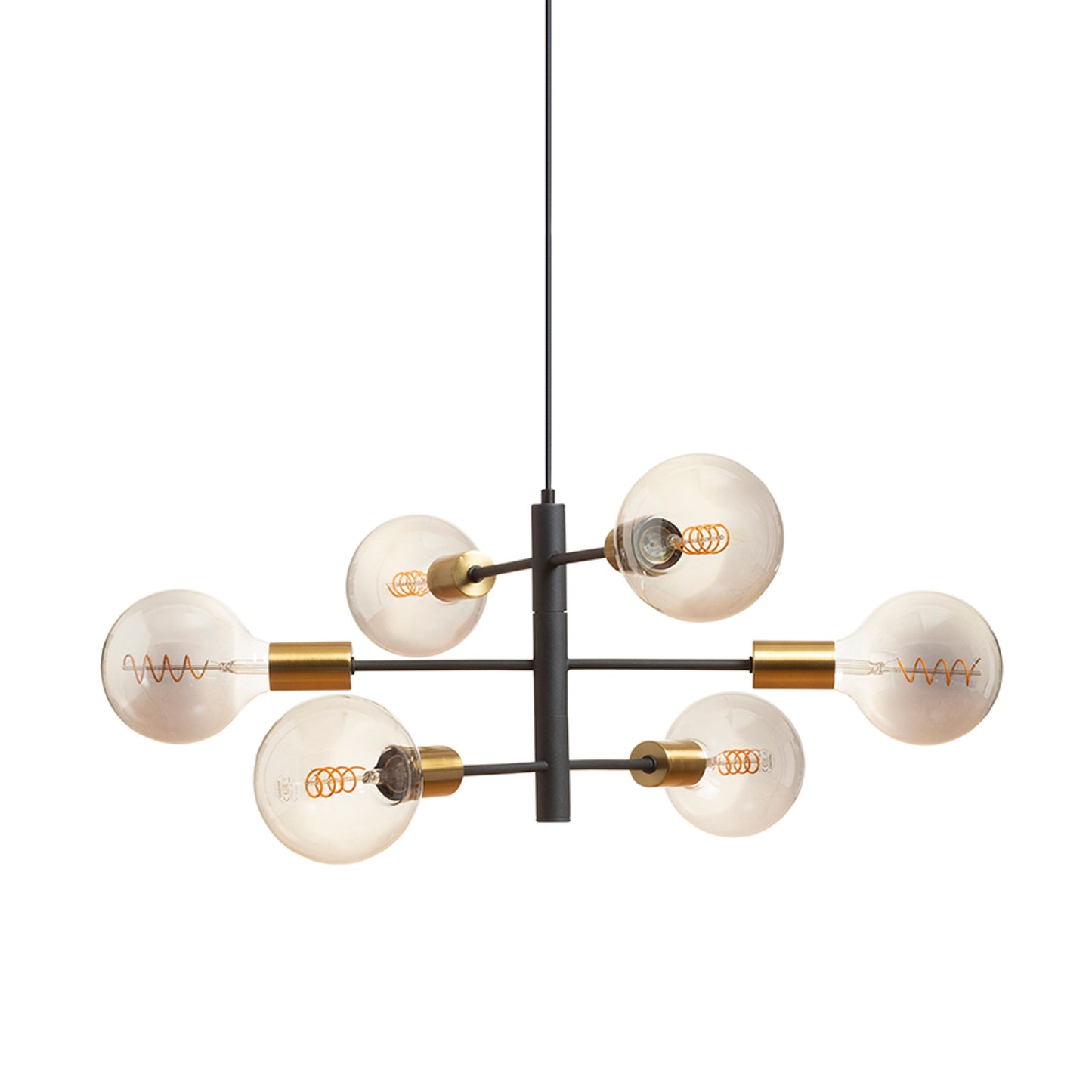 RENDL pendant lamp ARTEMIA 6 pendant black brushed brass 230V LED E27 6x15W R14399 7