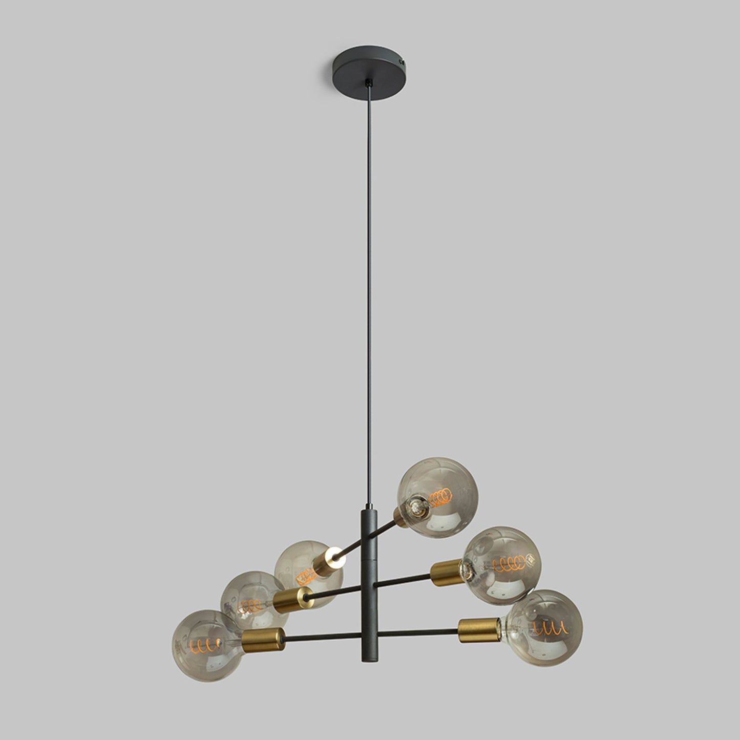 RENDL pendant lamp ARTEMIA 6 pendant black brushed brass 230V LED E27 6x15W R14399 9
