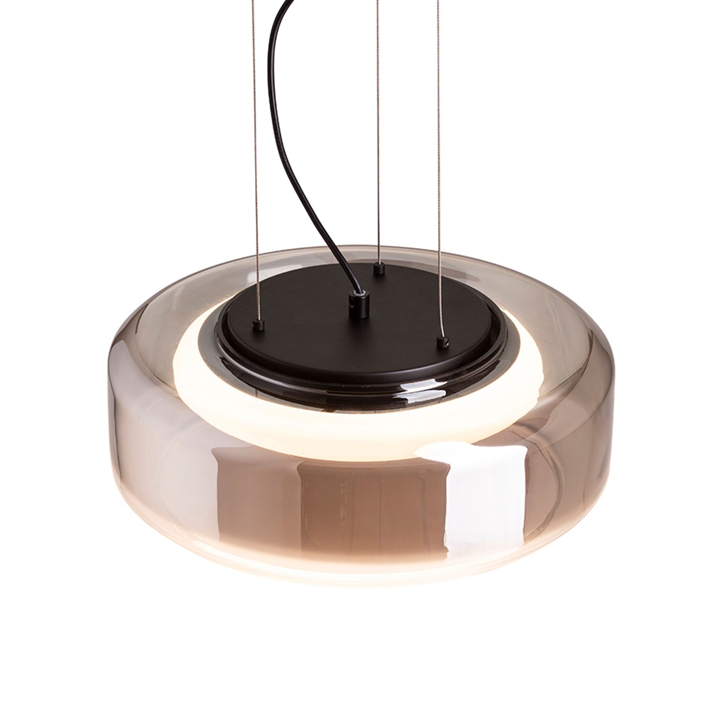 RENDL pendant lamp NAOMI 35 pendant smoke-colored glass/frosted glass/black 230V LED 18W 3000K R14400 6