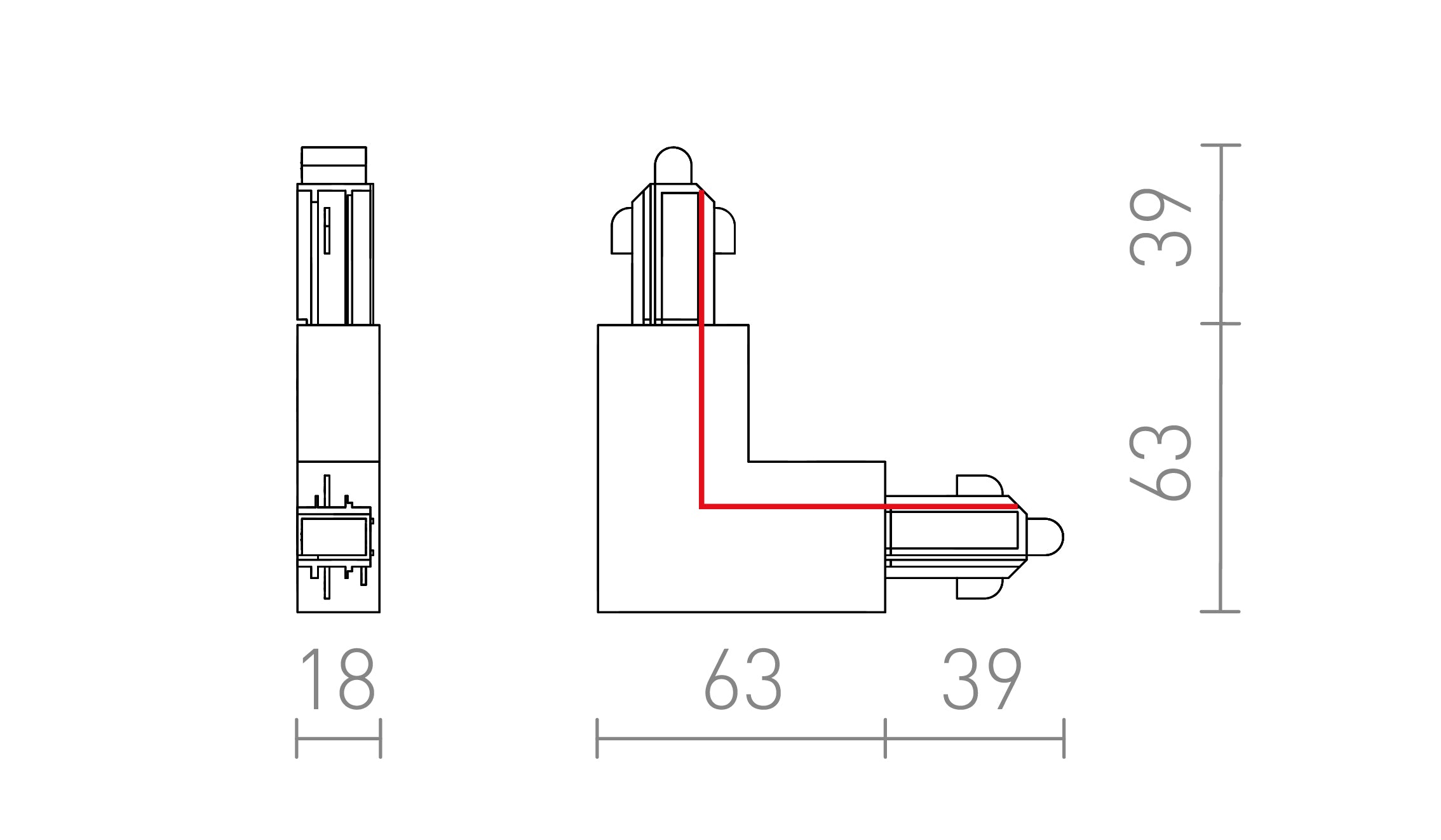 L AUSSENVERBINDER FÜR 1-PHASE-STROMSCHIENE - Product sketch