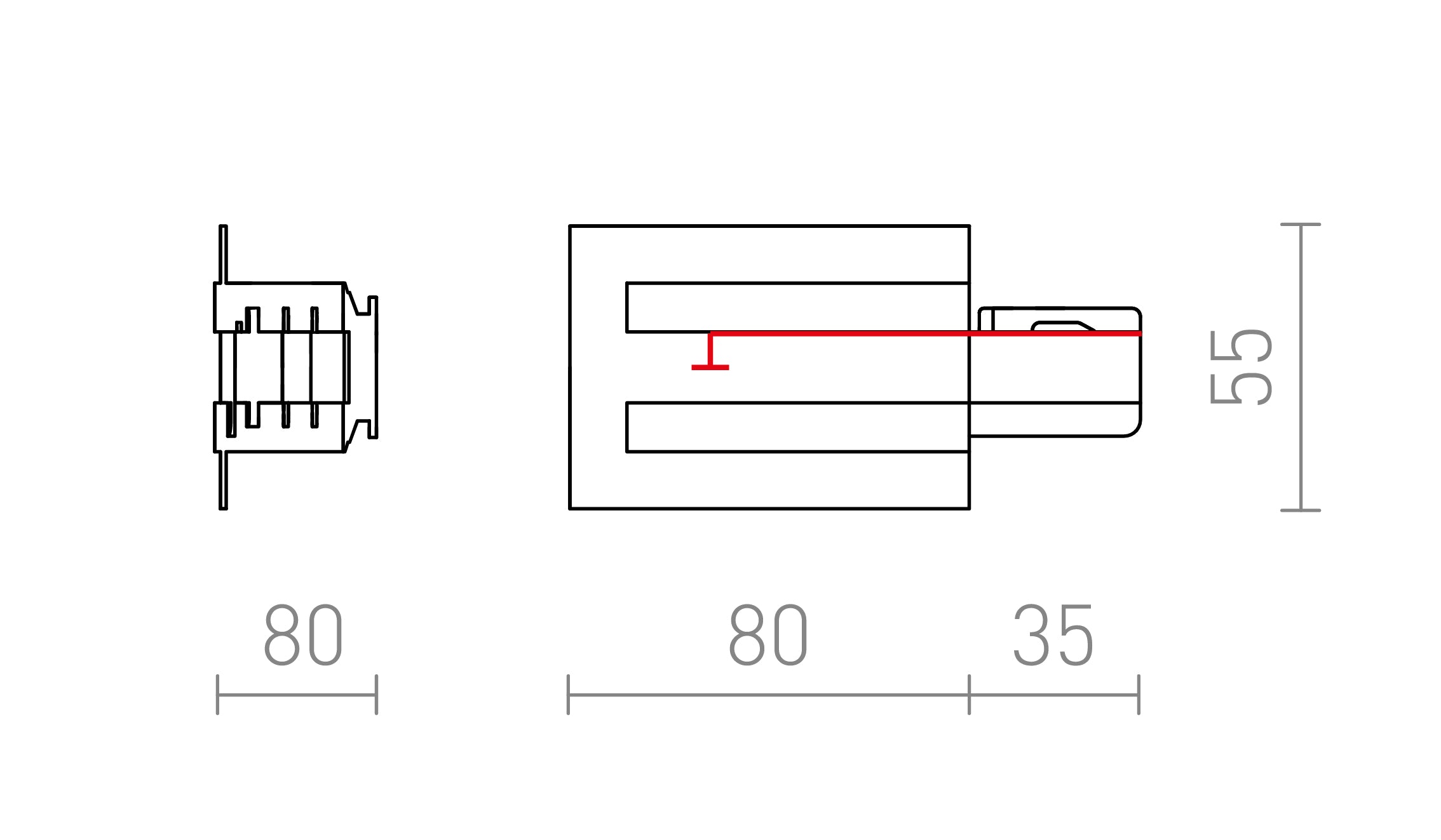 EUTRAC EINSPEISER FÜR EINBAU - STROMSCHIENE - RECHTS - Product sketch