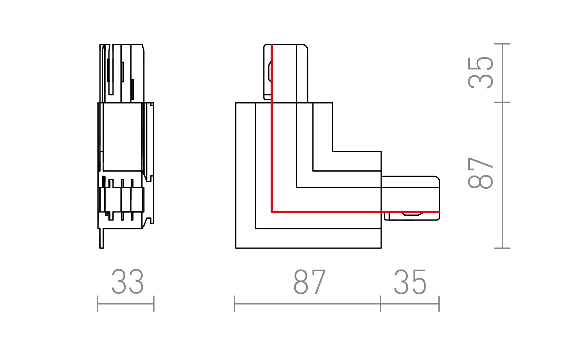 EUTRAC L Außenverbinder FÜR EINBAU -STROMSCHIENE - Product sketch
