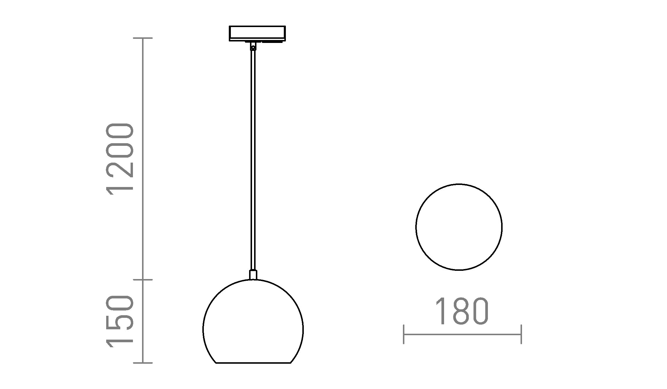 AGNETA FÜR 1-PHASE-STROMSCHIENE PENDELLEUCHTE - Product sketch