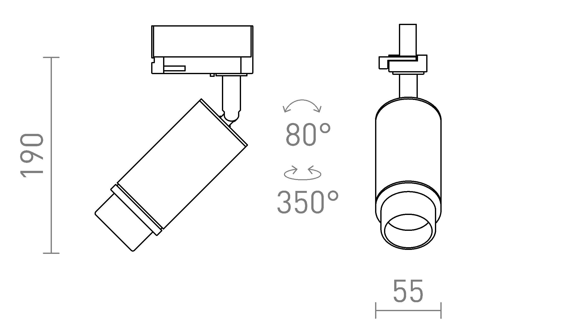 OPTIMUS 2 FÜR 3-PHASEN-STROMSCHIENE - Product sketch