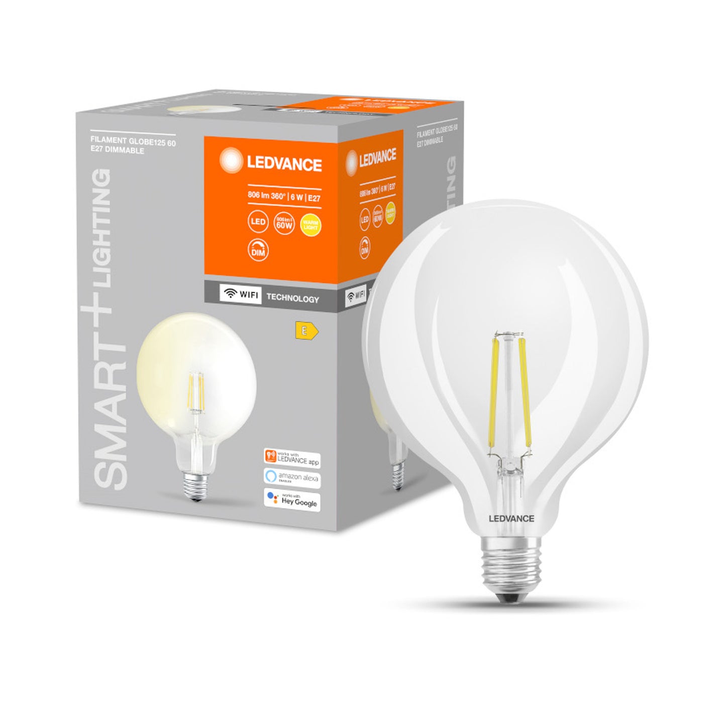 RENDL light source OSRAM SMART+ Globe 125 WiFi   clear 230V E27 LED EQ60  2700K G13943 2