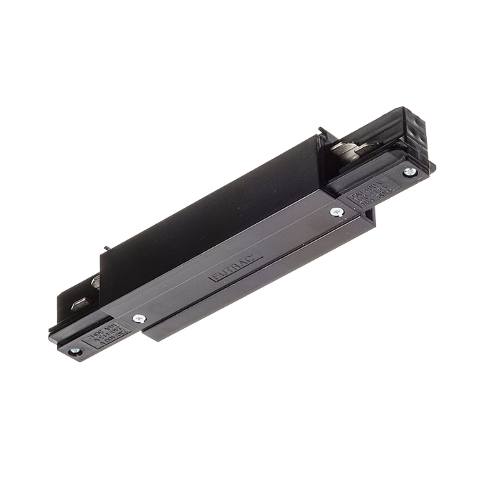 RENDL 3-circuit track system EUTRAC straight connector with feed-in black 230V  R11321 1