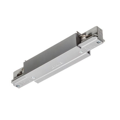 RENDL 3-circuit track system EUTRAC straight connector with feed-in silver grey  230V  R11322 1
