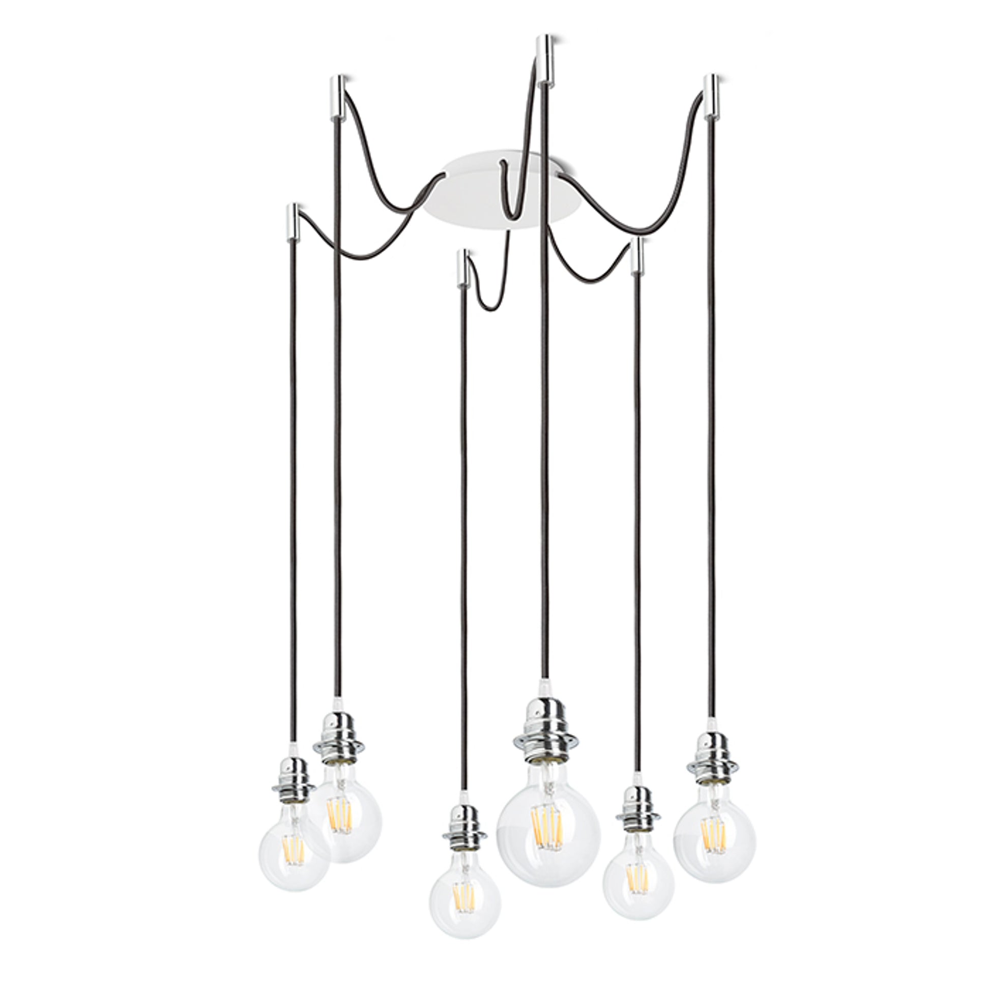RENDL shades, shade bases, pendent sets KOMBIX 6 pendant set WB+BC+CHF   230V LED E27 6x15W R11780 2
