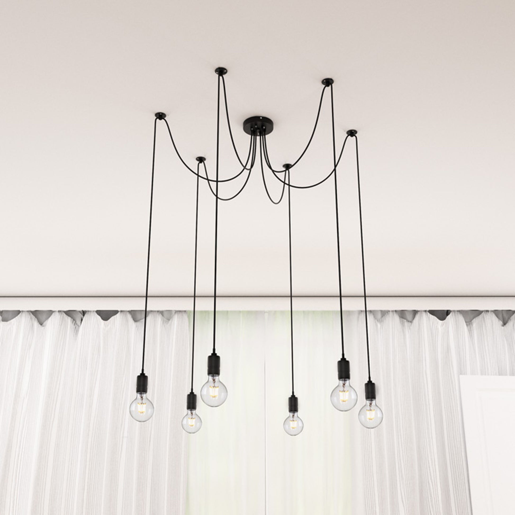 RENDL pendant lamp CINDY VI pendant black  230V LED E27 6x15W R12054 7
