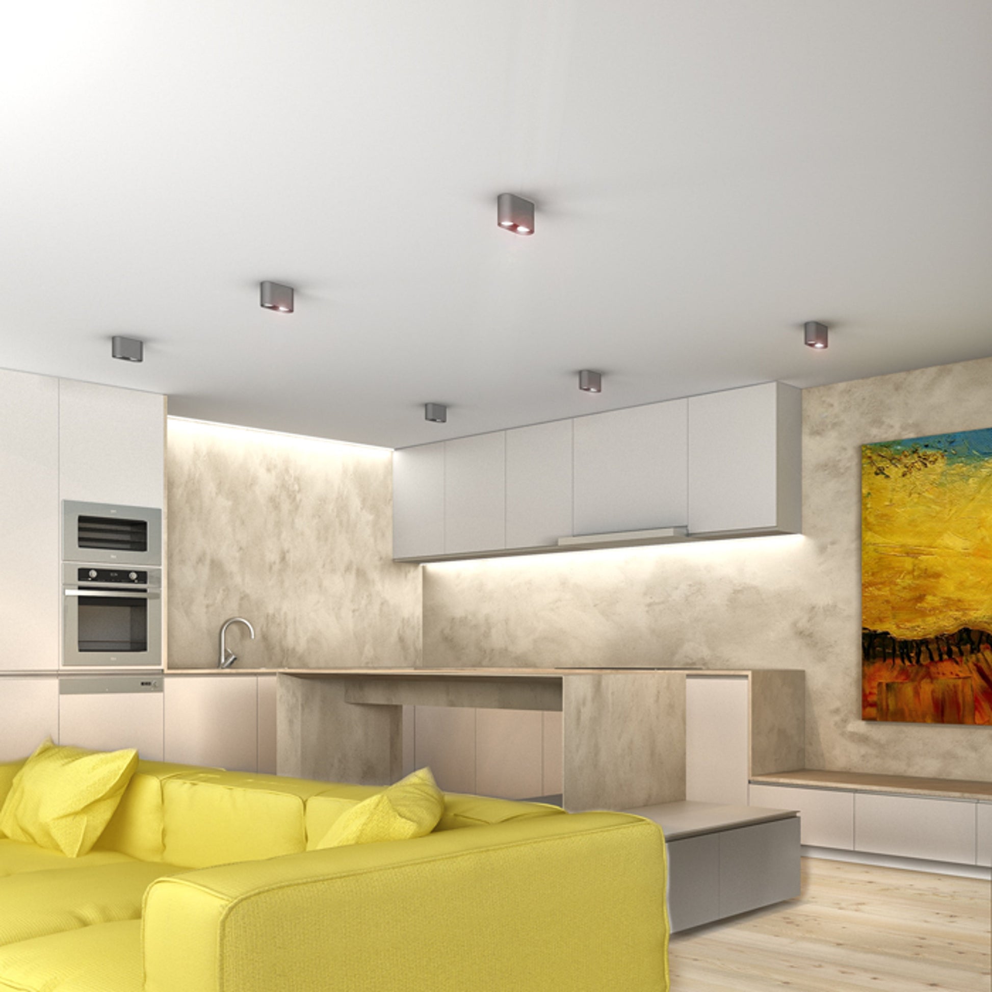 RENDL surface mounted lamp MANTOVA II ceiling  brushed aluminum 230V LED GU10 2x7W R12733 2