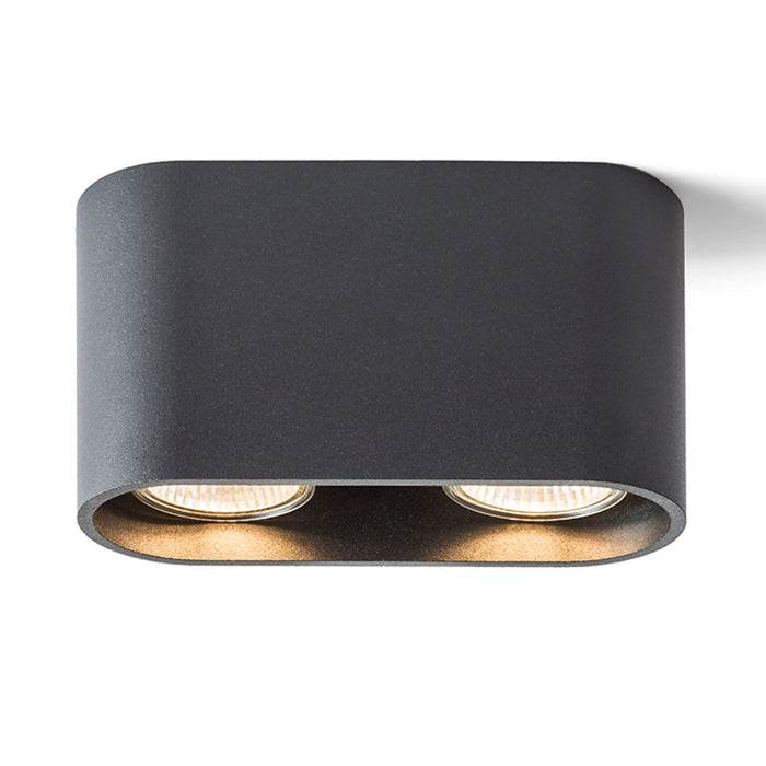 RENDL surface mounted lamp MANTOVA II ceiling matte black  230V LED GU10 2x7W R12734 2