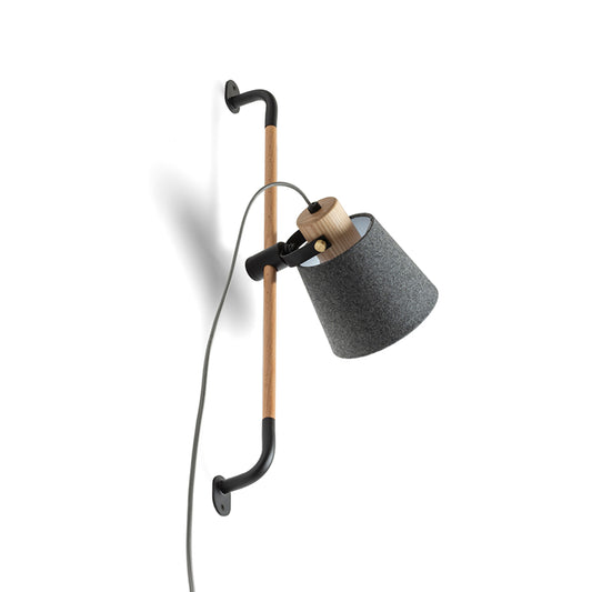RENDL spotlight CHOUPETTE wall adjustable black grey textile/wood 230V LED E27 11W R13649 1