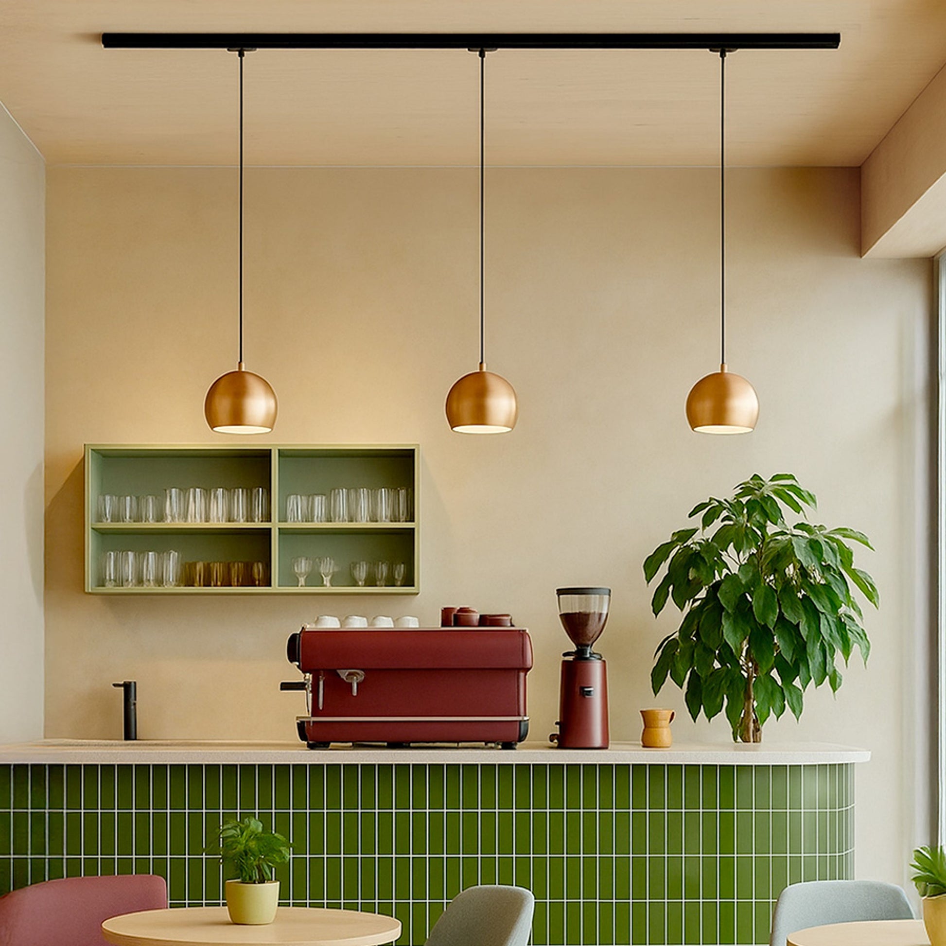 RENDL 3-circuit track system AGNETA for 3-circuit tracks pendant  brushed copper 230V LED E27 11W R13977 3