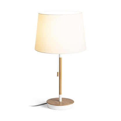 RENDL table lamp KEITH/AMBITUS 30 table with USB  Polycotton white/beech 230V LED E27 15W R14039 2