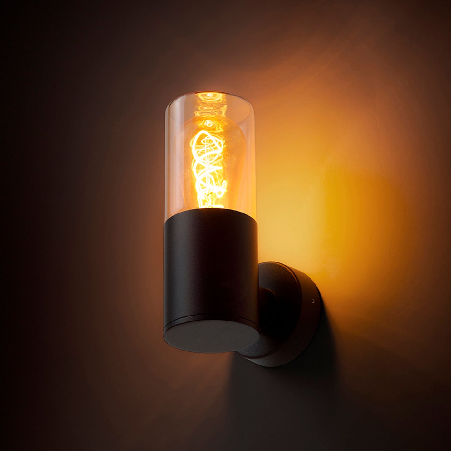 RENDL outdoor lamp QUINN wall black amber-colored glass 230V LED E27 11W IP54 R14129 3