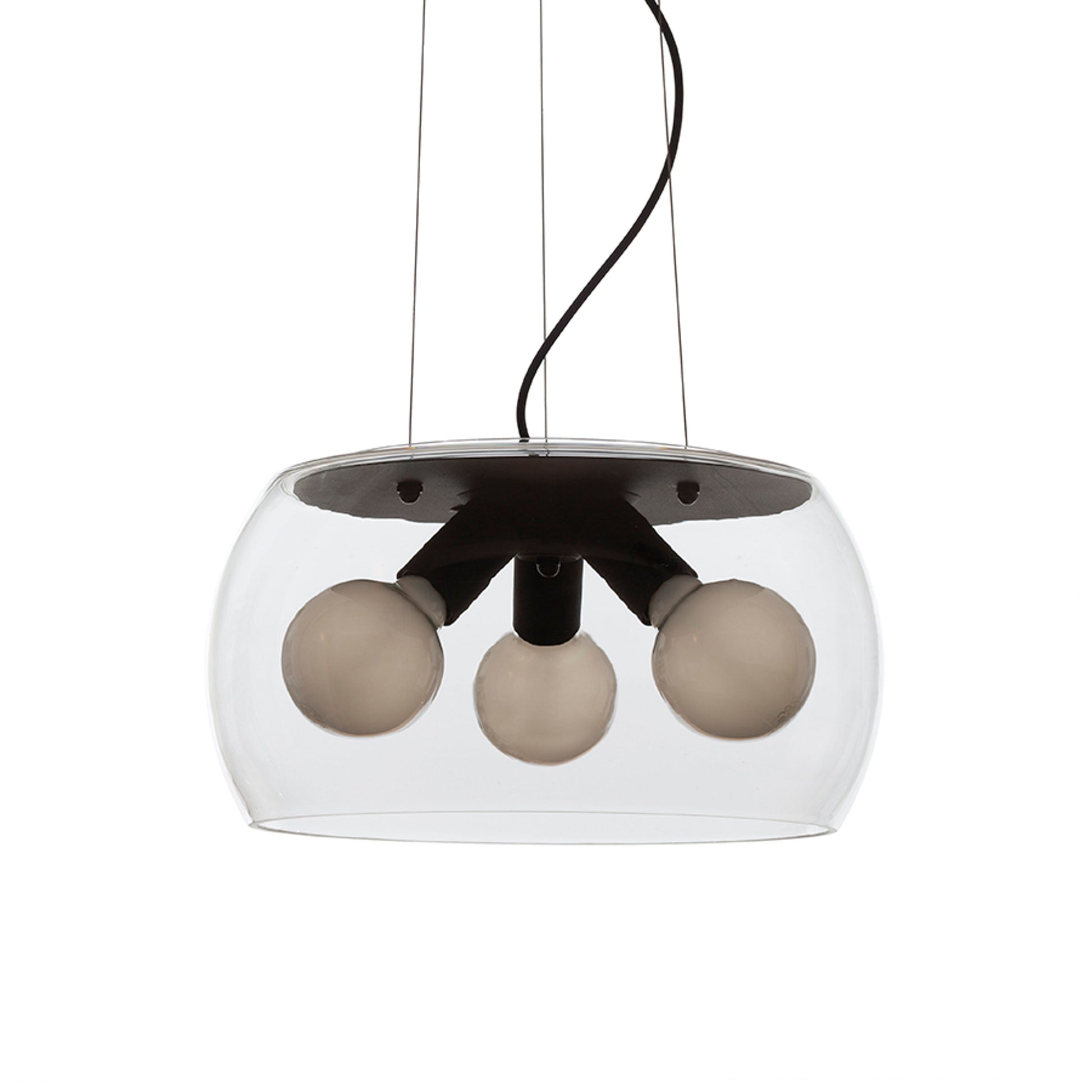 RENDL pendant lamp AMANDA pendant matte black clear glass 230V LED E27 3x15W R14134 4