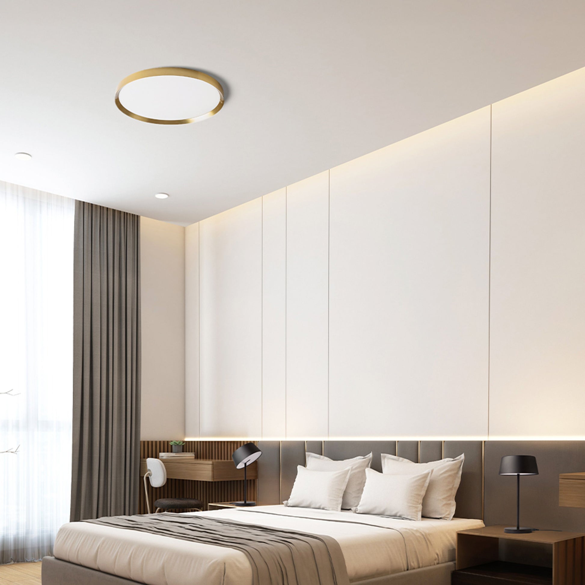RENDL surface mounted lamp SOLEN 49 ceiling  brushed brass 230V LED 42W  3000K 4000K 6000K R14310 4