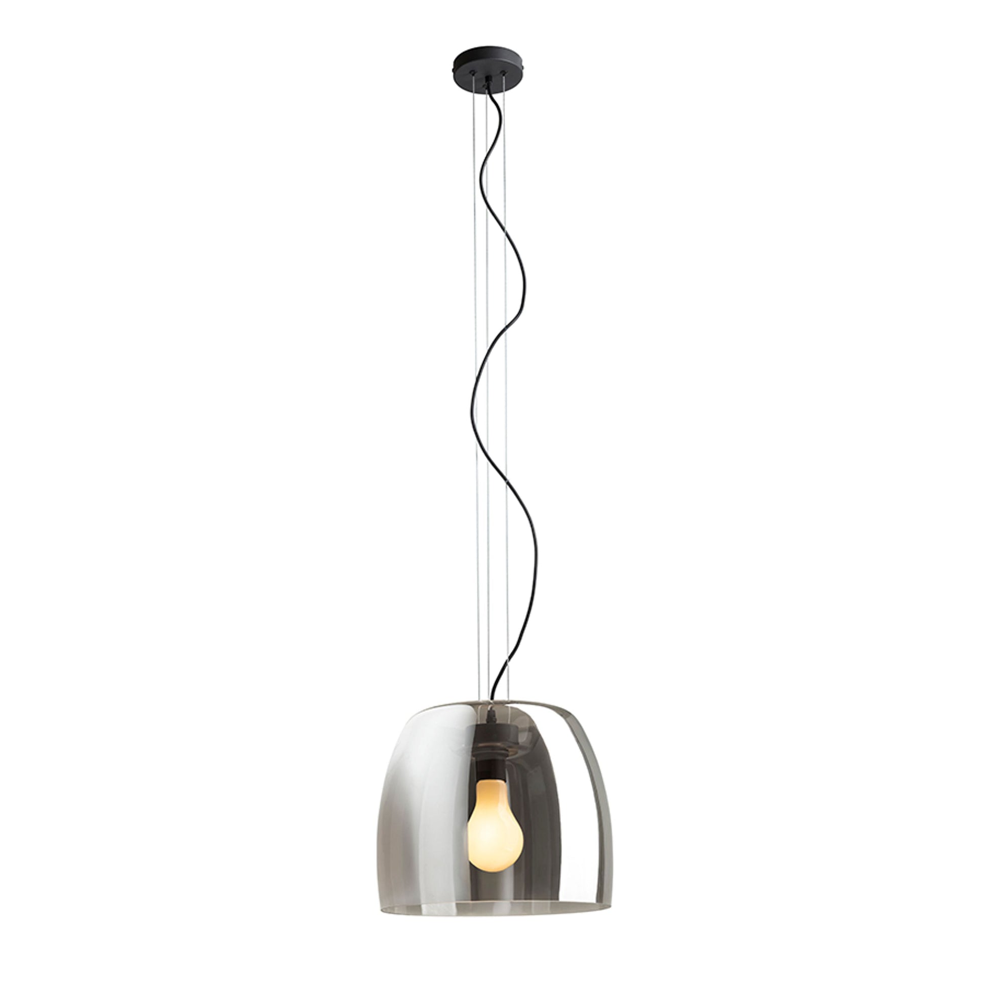 RENDL pendant lamp ORLANDO 35 pendant smoke-colored glass/black 230V LED E27 24W R14396 2