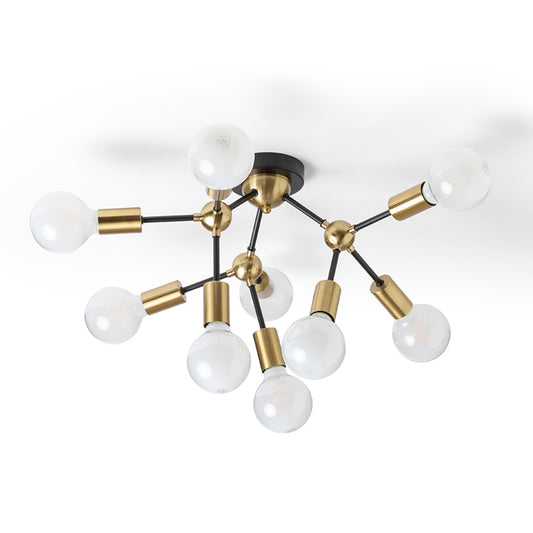 RENDL surface mounted lamp ARTEMIA 9 ceiling black brushed brass 230V LED E27 9x15W R14397 1