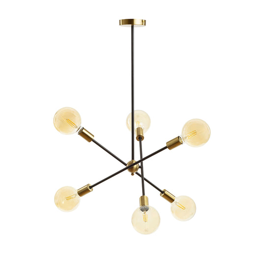 RENDL pendant lamp ARTEMIA 6 on a pole black brushed brass 230V LED E27 6x15W R14398 1