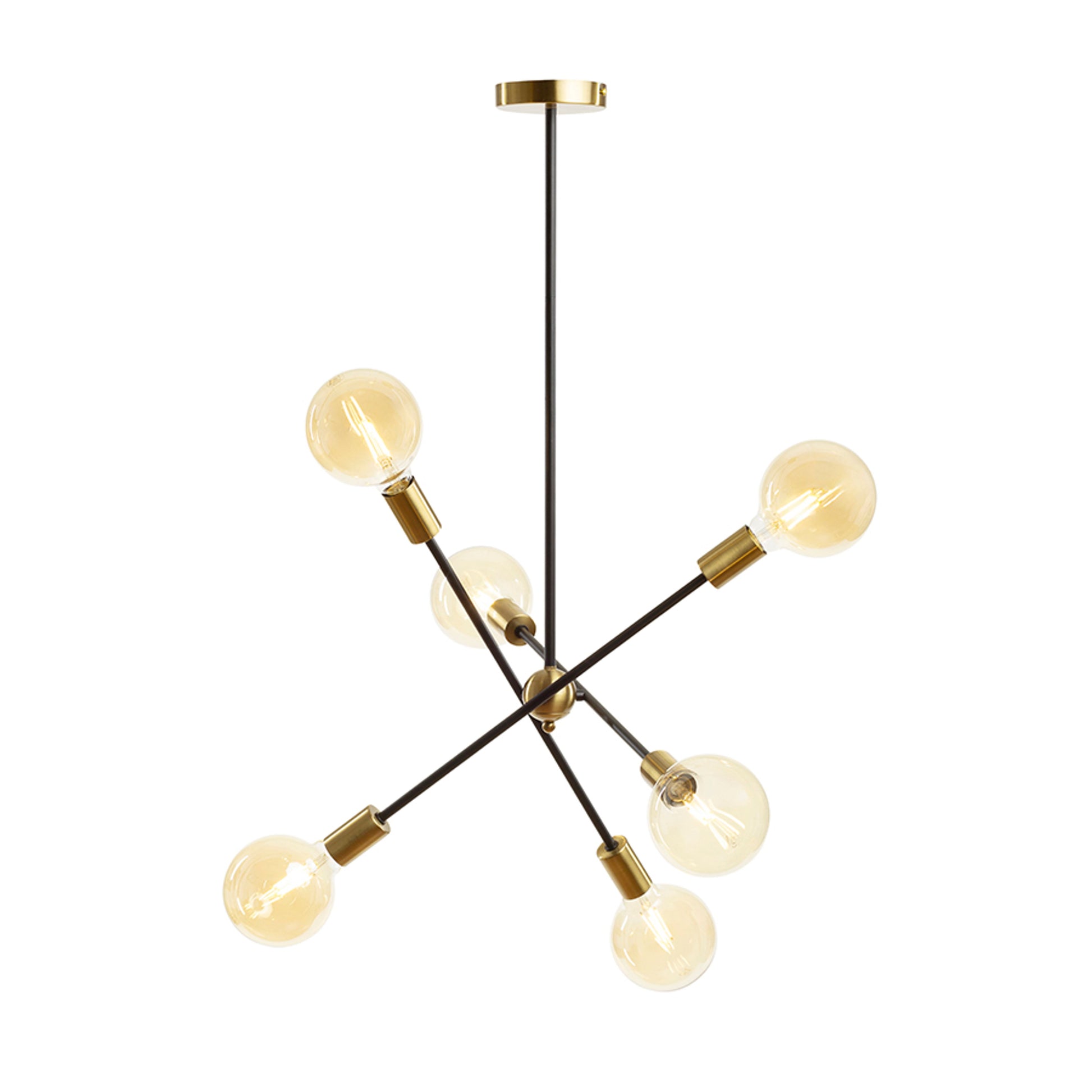 RENDL pendant lamp ARTEMIA 6 on a pole black brushed brass 230V LED E27 6x15W R14398 10