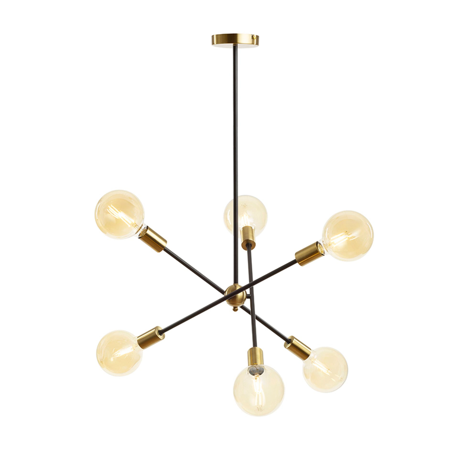 RENDL pendant lamp ARTEMIA 6 on a pole black brushed brass 230V LED E27 6x15W R14398 7