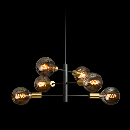RENDL pendant lamp ARTEMIA 6 pendant black brushed brass 230V LED E27 6x15W R14399 8