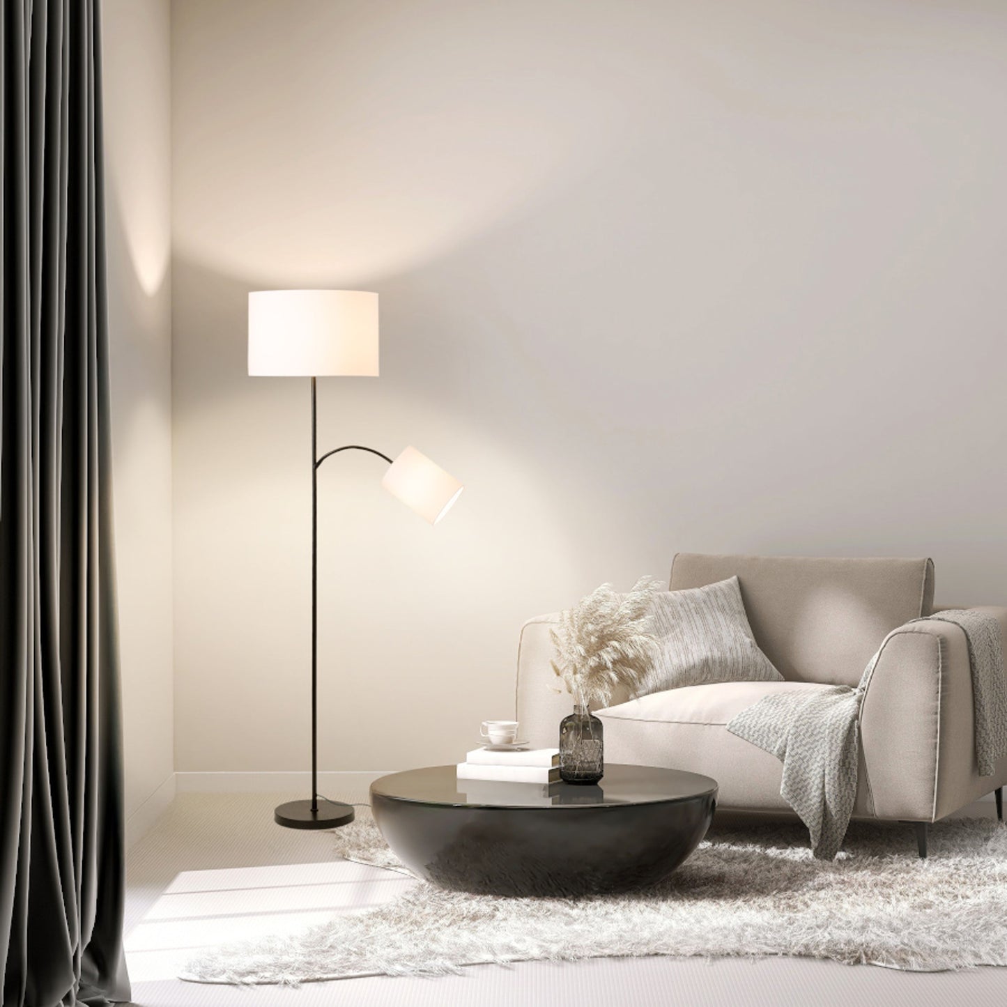 RENDL shades, shade bases, pendent sets PAMPA floor base black 230V LED E27 11+7W R14498 8