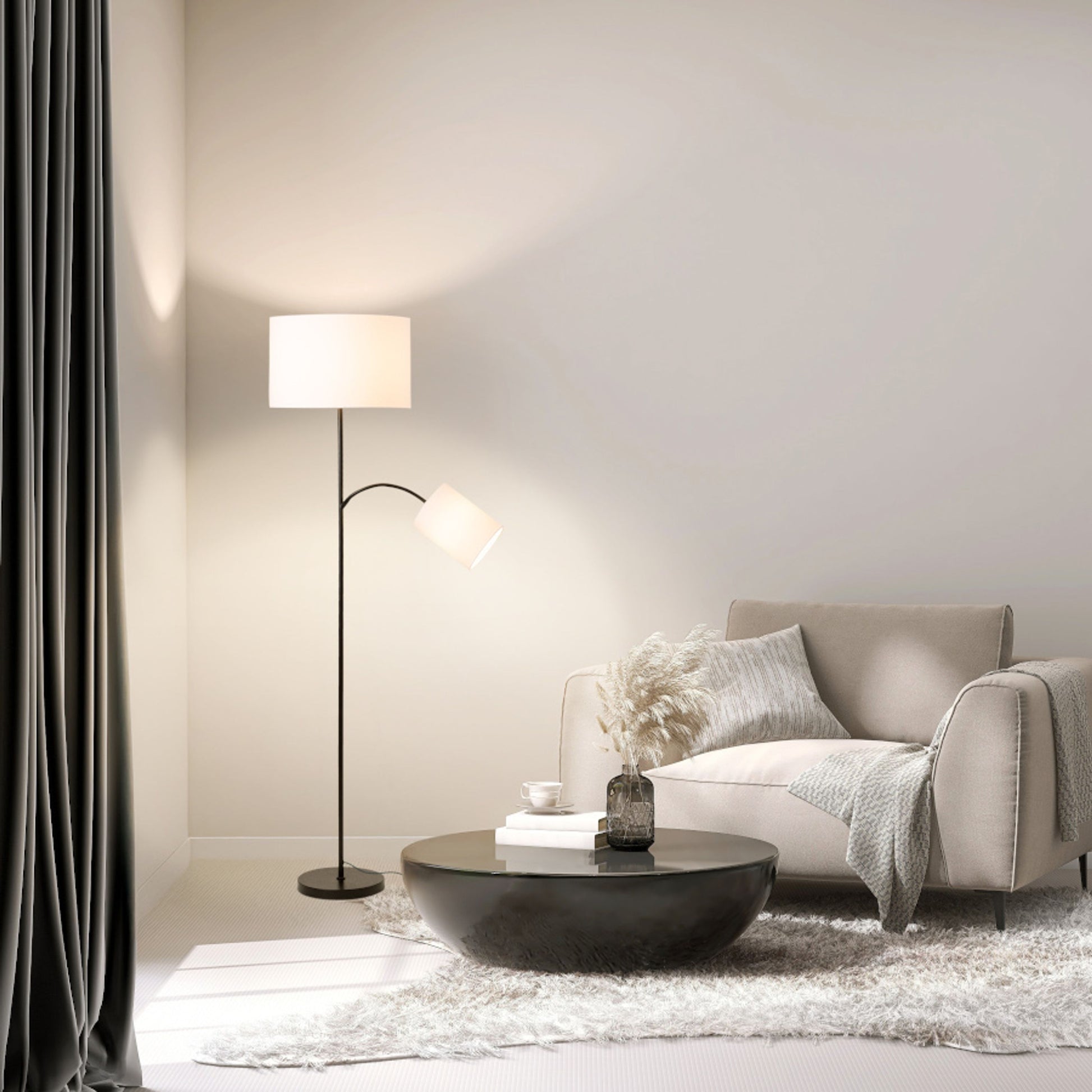 RENDL shades, shade bases, pendent sets PAMPA floor base black 230V LED E27 11+7W R14498 8